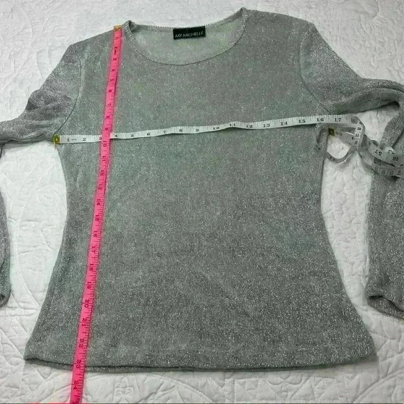 My Michelle Silver Shiny Metallic Top - Size Small - Picture 3 of 4